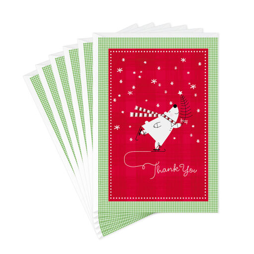 Polar Bear Ice Skating Thank You Cards, Pack of 6, 