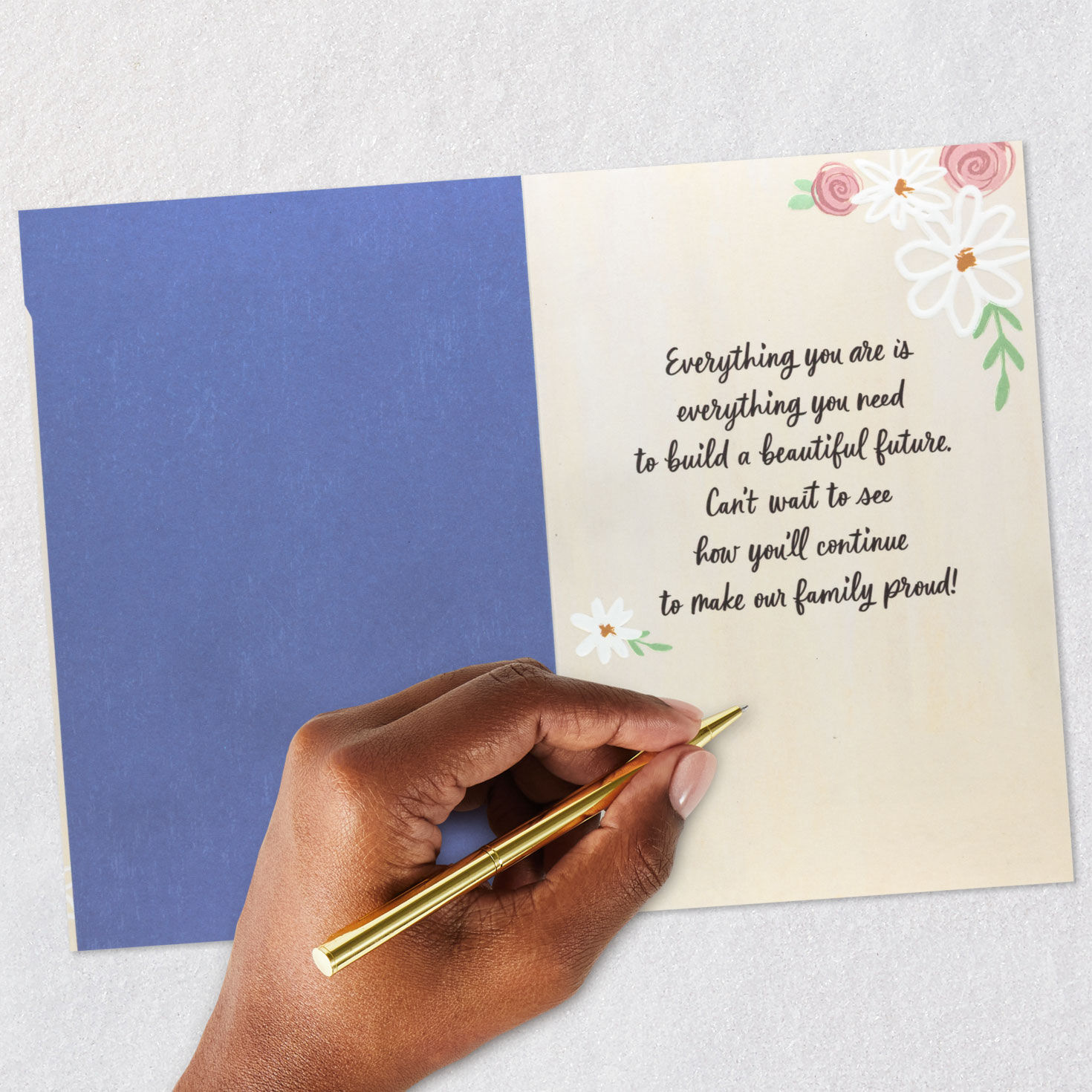 Girl Grad With Flowers Grad Card for Granddaughter signing card image number 6