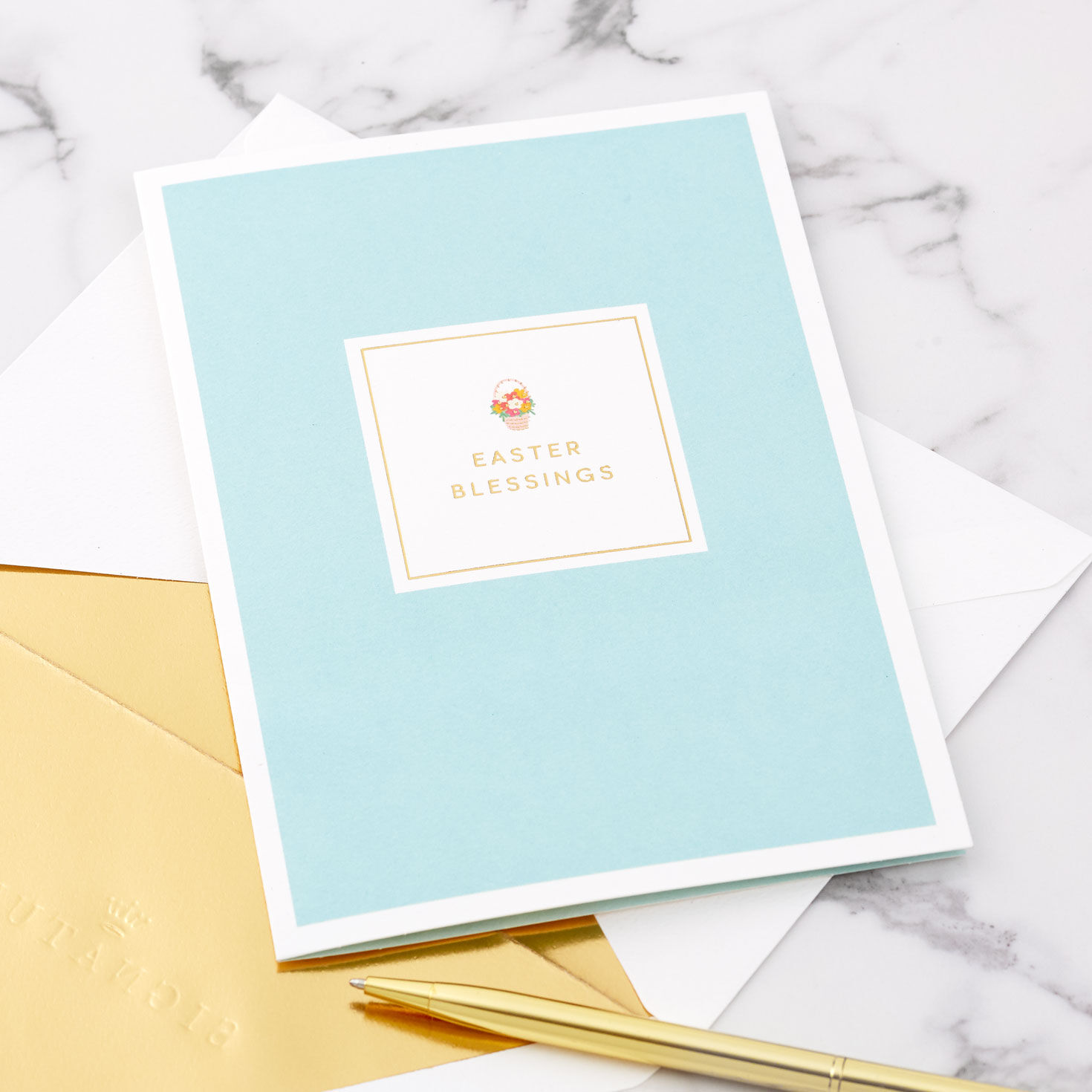 Chapel and Spring Flowers Pop-Up Easter Card Card Front with Envelope and Gold Pen image number 7