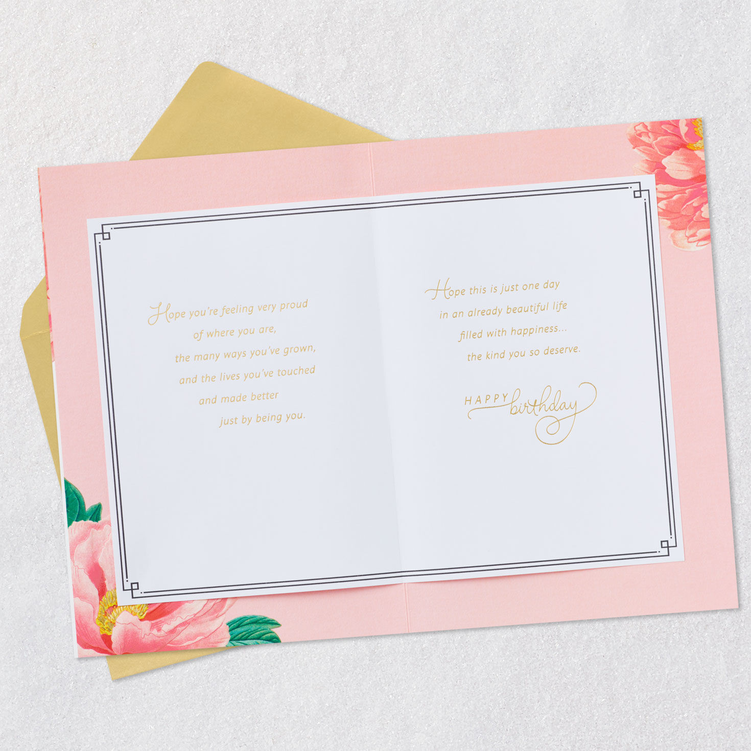Butterfly and Peonies Birthday Card Open card with envelope image number 4