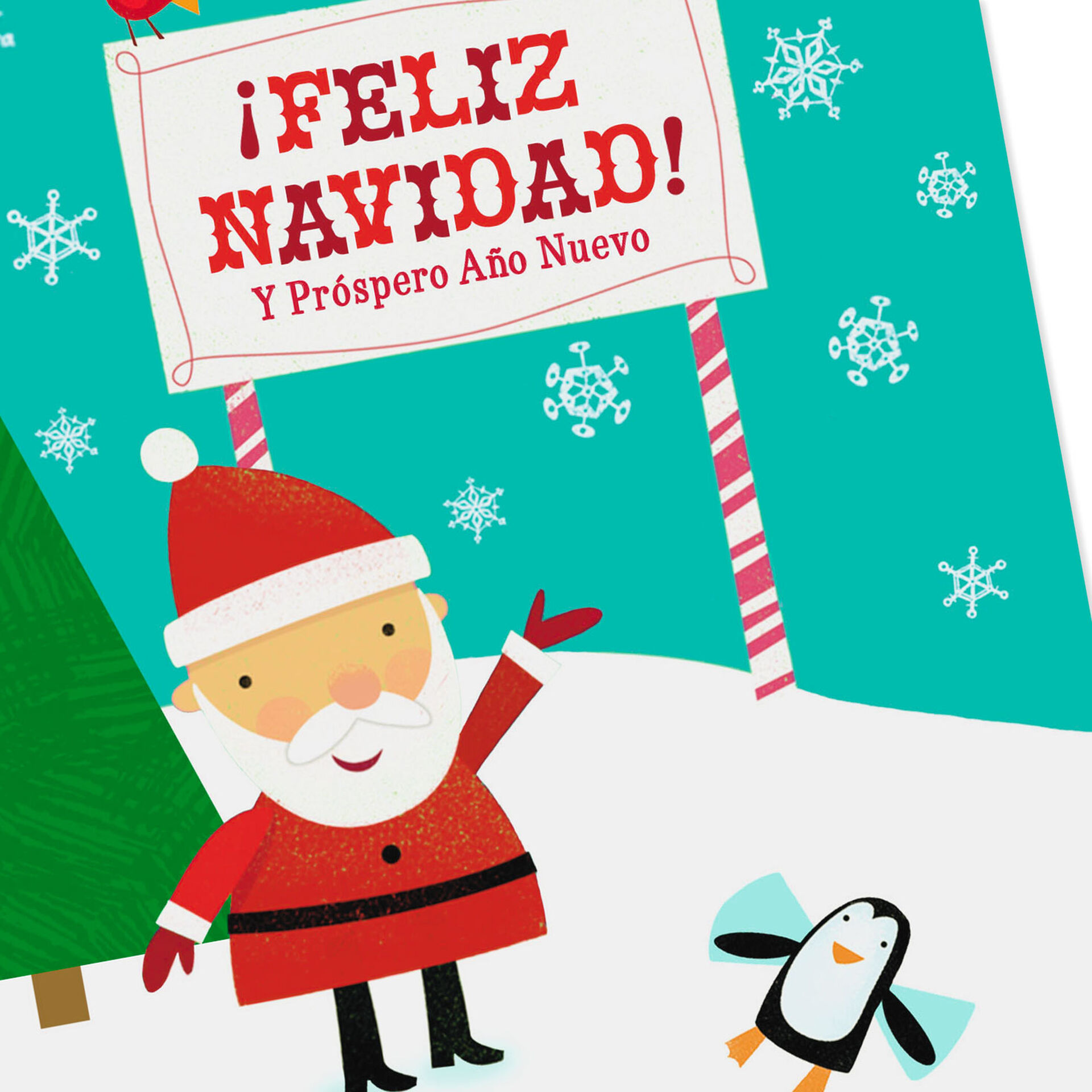 Santa and Penguin SpanishLanguage Christmas Cards With Stickers, Pack