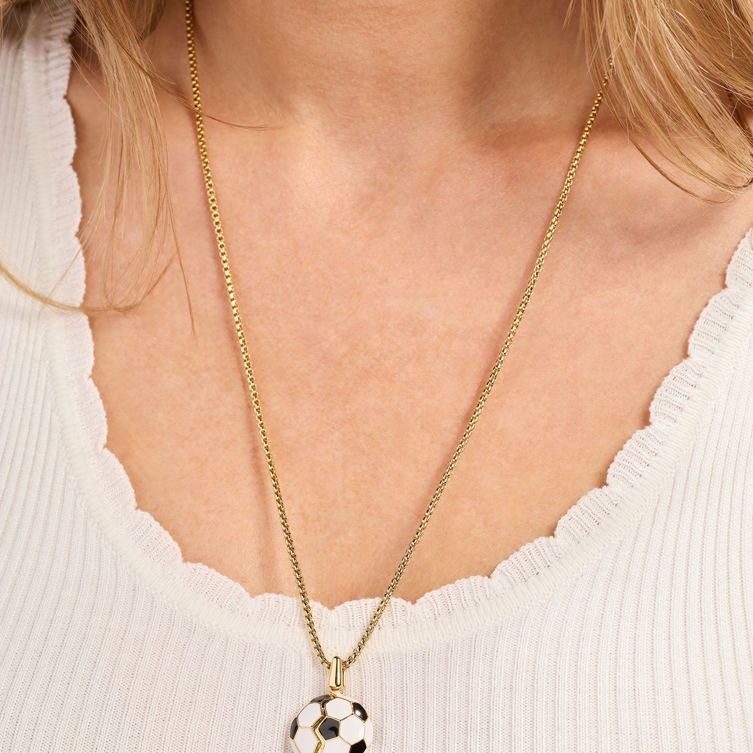 Alex And Ani Soccer Ball "Control The Ball Command The Game" Locket Necklace in use image number 4