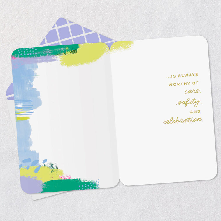 Colorful Brushstrokes LGBTQ+ Encouragement Card Open card with envelope image number 3