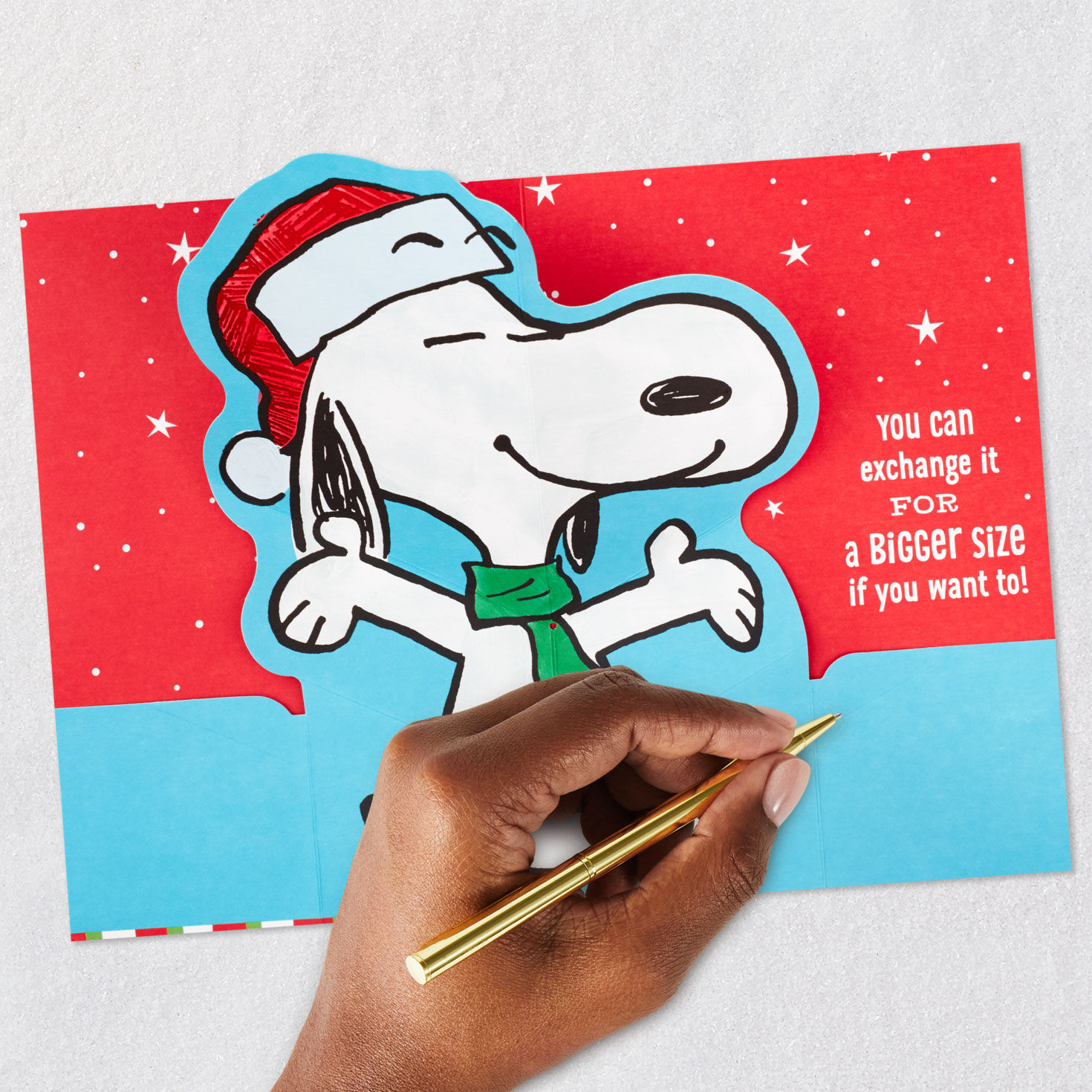 Peanuts Snoopy on Snowy Blue Christmas Card signing card image number 7