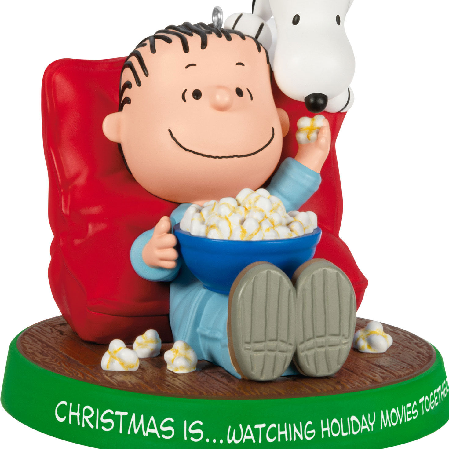 Linus Snoopy With Popcorn Keepsake Ornament closeup view image number 5