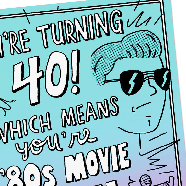 Retro '80s Movie 40th Birthday Card Card Front Detail image number 4
