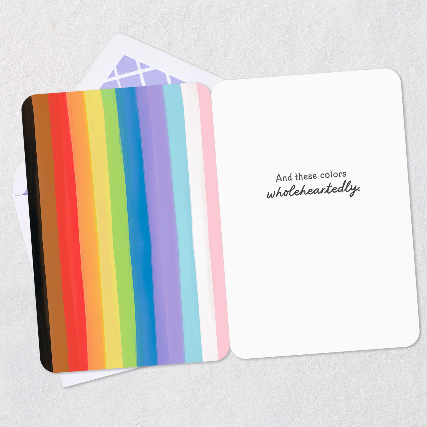 Rainbow Waves LGBTQ Pride Support Card Open card with envelope image number 3