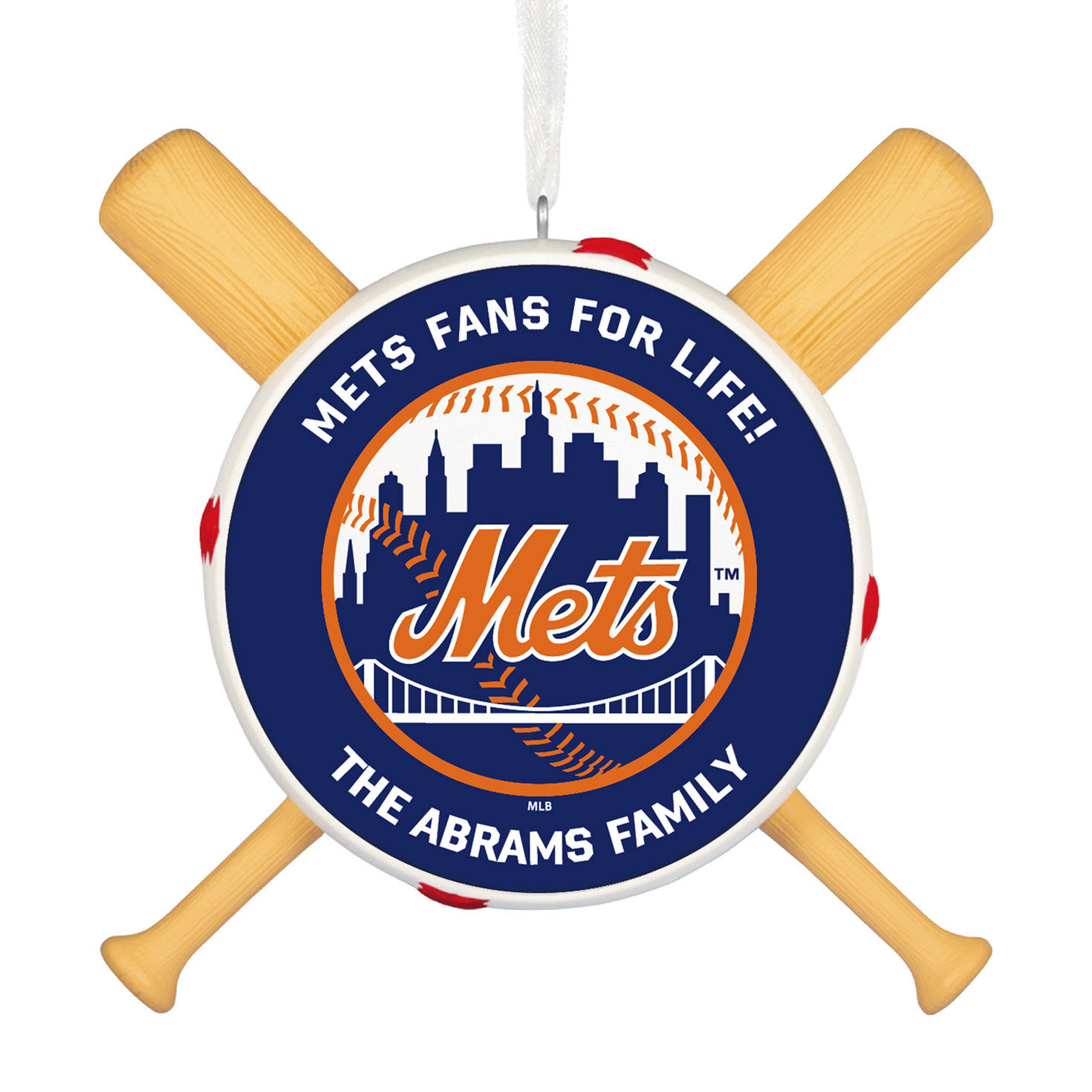 MLB New York Mets™ Baseball Personalized Ornament, Custom Text