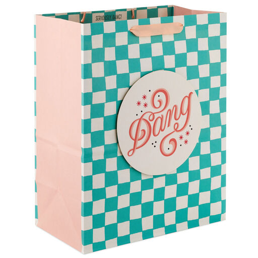 13" “Dang” Green Check Large Gift Bag, 