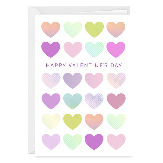 Pastel Hearts Folded Valentine's Day Photo Card