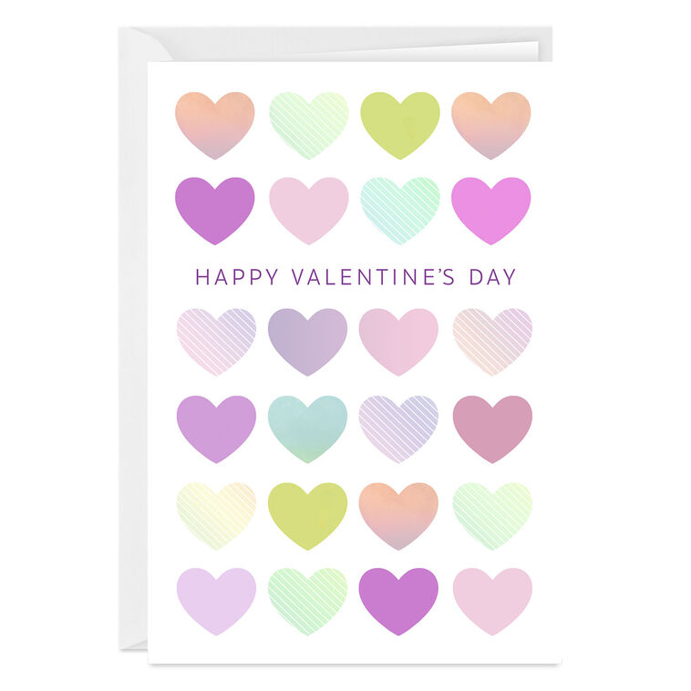 Pastel Hearts Custom Valentine's Day Card