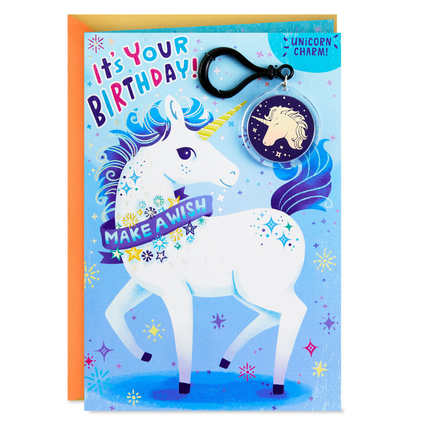 Hope It's Magical Birthday Card for Kids With Unicorn Backpack Clip