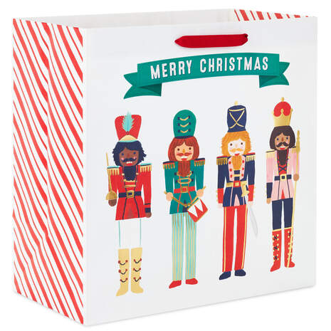 15" Merry Christmas Nutcrackers Extra-Deep Gift Bag, , large