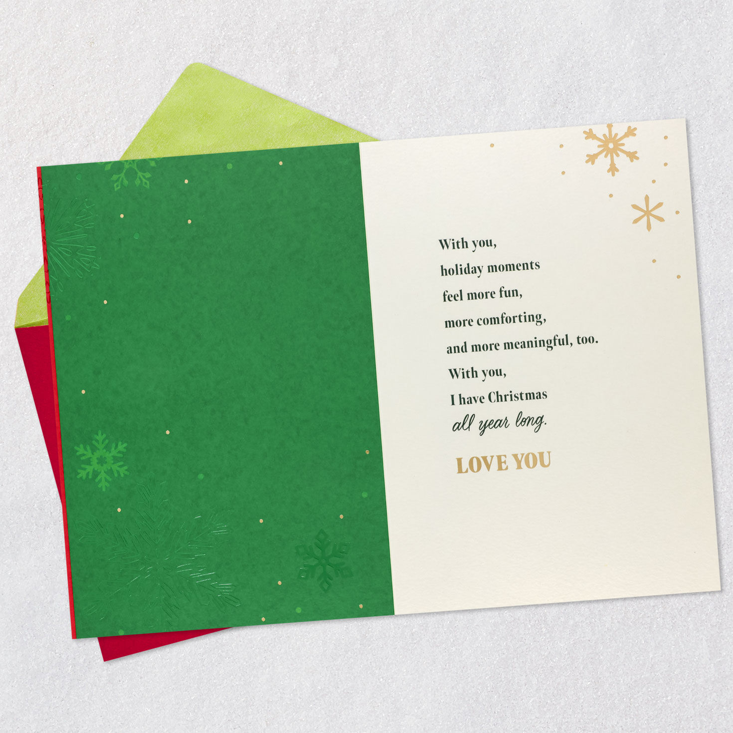 Red Snowflake Christmas Card for Husband Open card with envelope image number 3