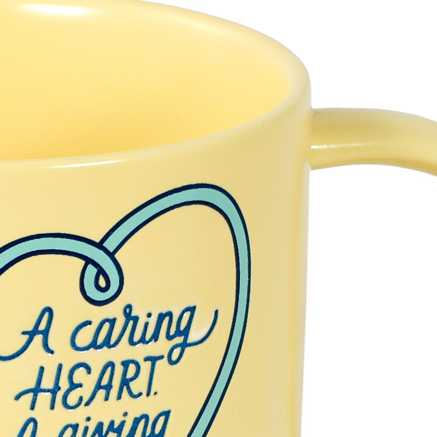 A Caring Heart Yellow Nurse Mug upclose view image number 5
