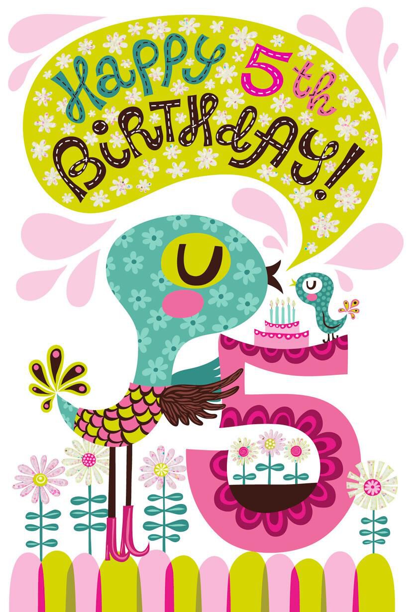 Super Special 5th Birthday Card for Girl