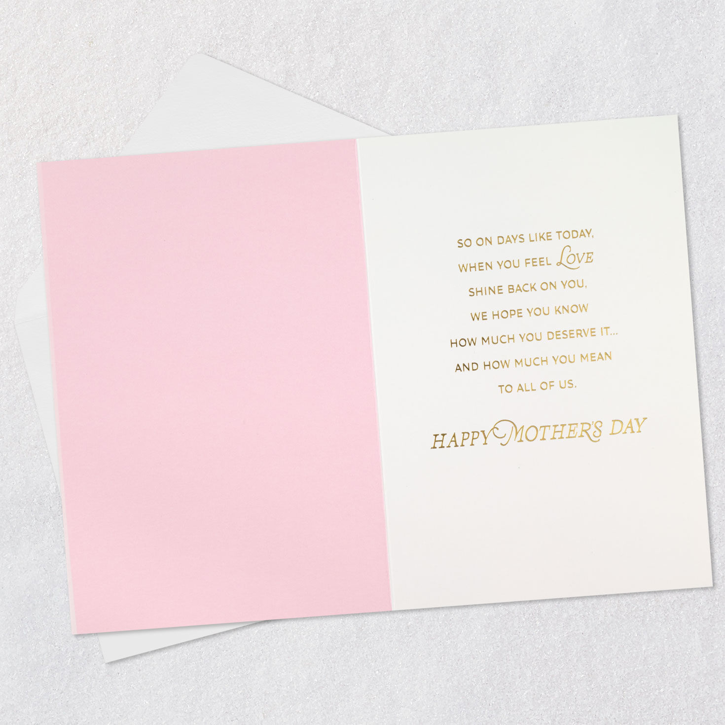 Blush Pink and Gold Sun Mother's Day Card Open card with envelope image number 3