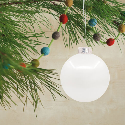 4-Piece Large White Shatterproof Christmas Ornaments Set, 