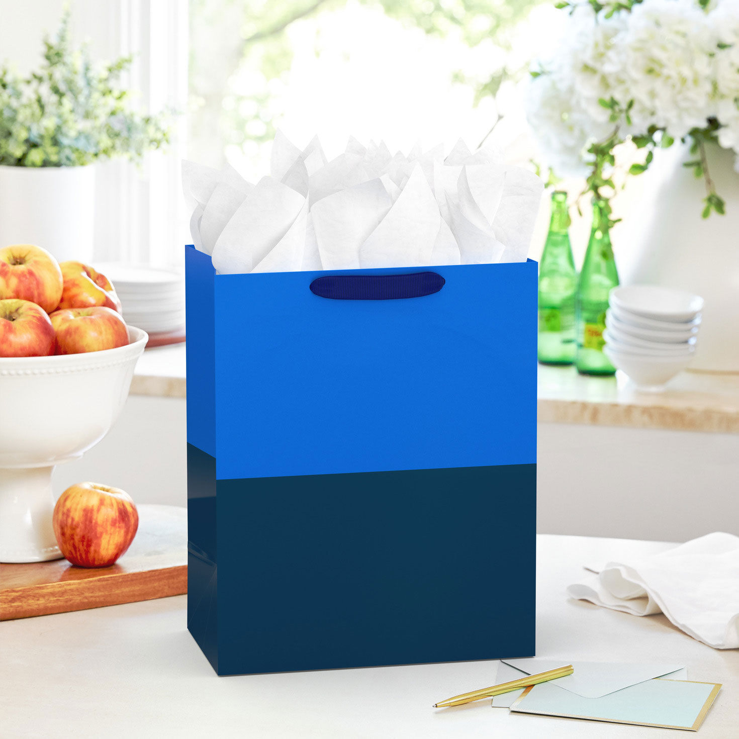 Navy and Bright Blue Large Gift Bag in use image number 2