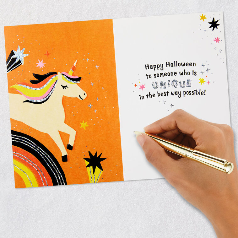 Pink, Orange and Black Unicorn Halloween Card Signing card image number 7