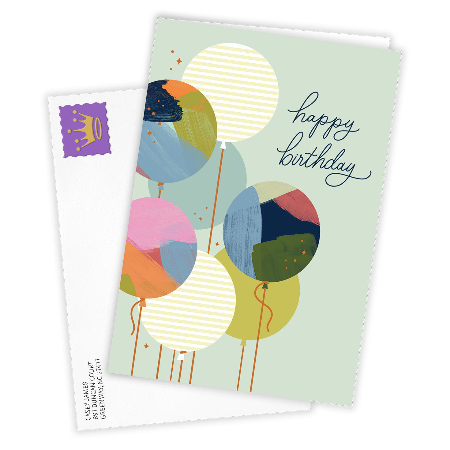 Abstract Pattern Balloons Personalized Birthday Card Card Front with Envelope image number 2