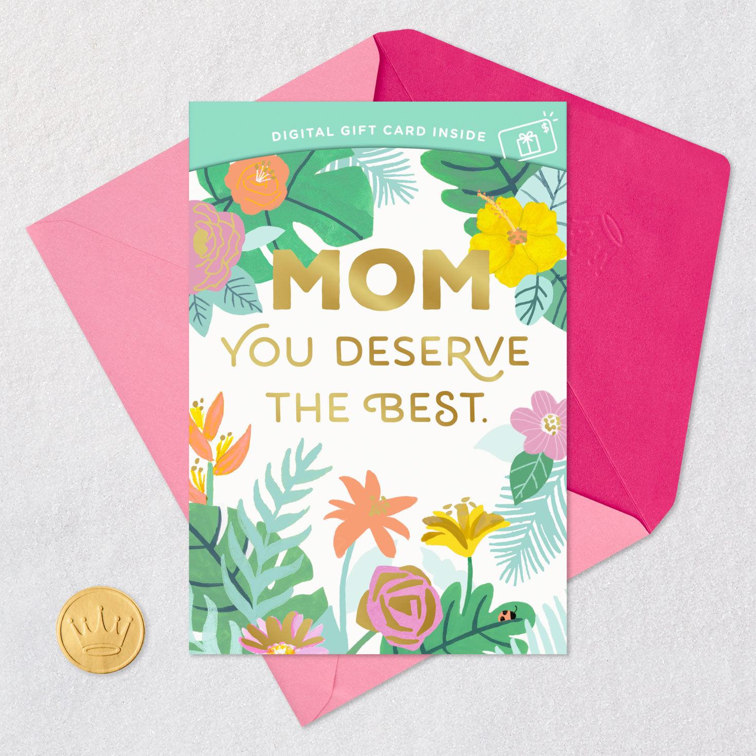 Pastel Tropical Flowers Mother's Day Gift Card  image number 8