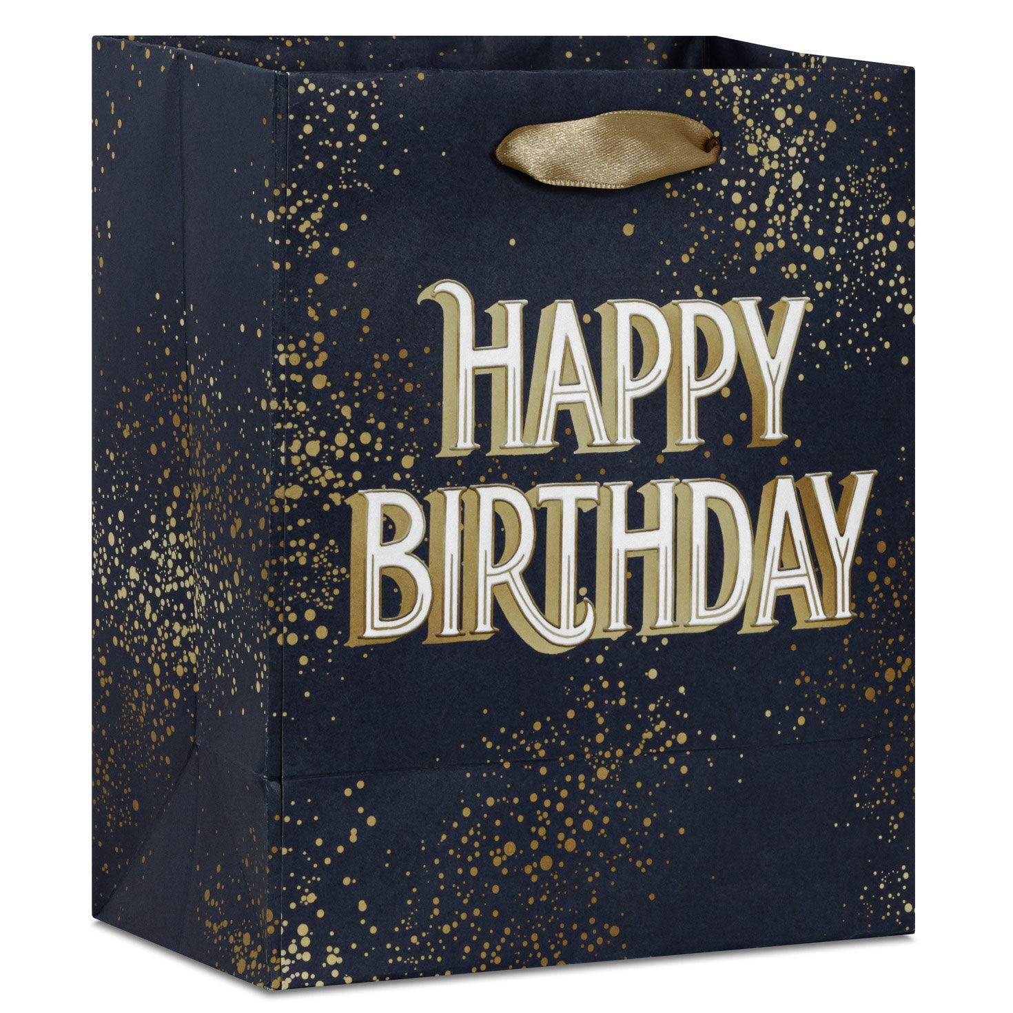 6.5" Gold and White Wishes on Navy Small Birthday Gift Bag for only USD 2.49 | Hallmark