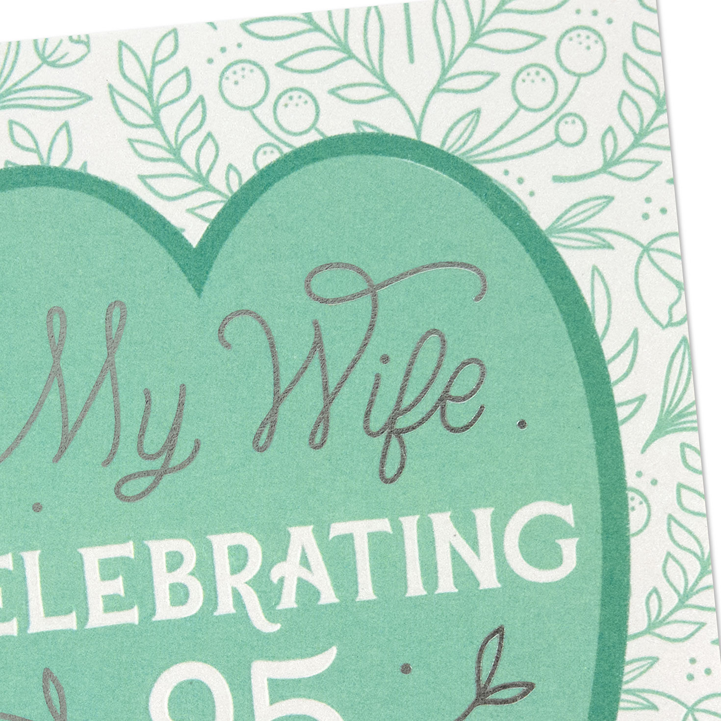 Mint Green Heart 25th Anniversary Card for Wife Card Front Detail image number 5