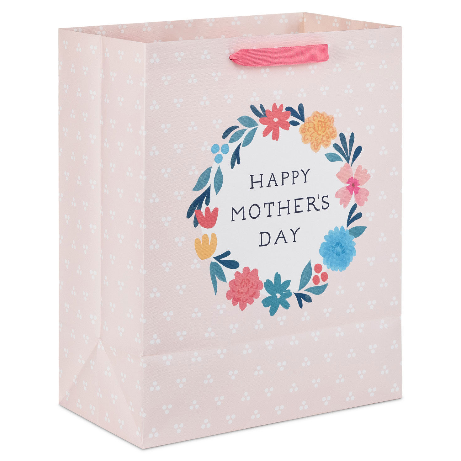 13" Flower Wreath on Pink Large Mother's Day Gift Bag for only USD 4.49 | Hallmark