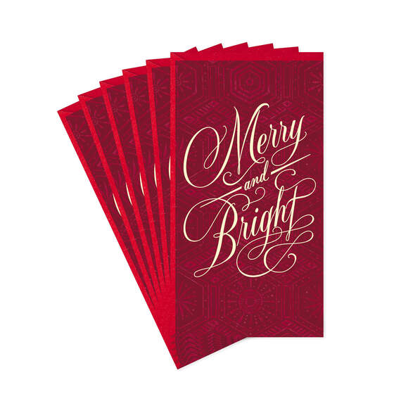 Merry and Bright Money Holder Christmas Cards, Pack of 6, , large image number 1