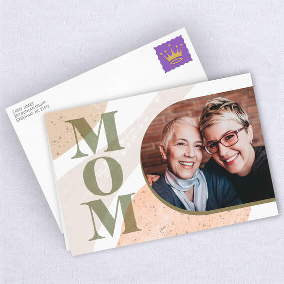 Personalized Mom Lettering and Waves Photo Card, , large image number 4