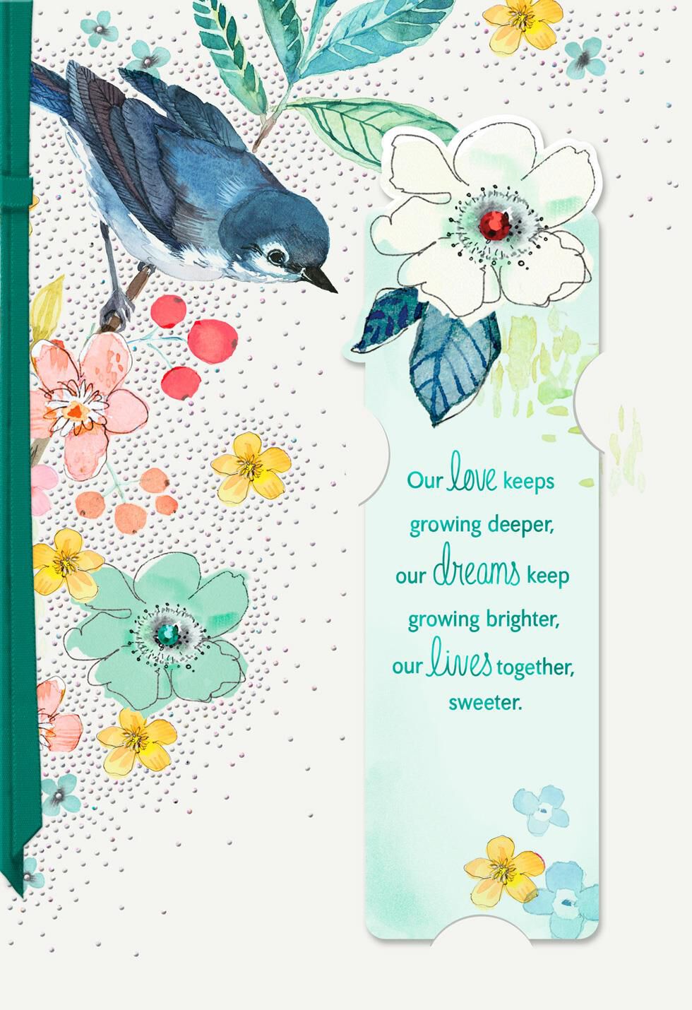 Bird on Branch Mother's Day Card With Bookmark