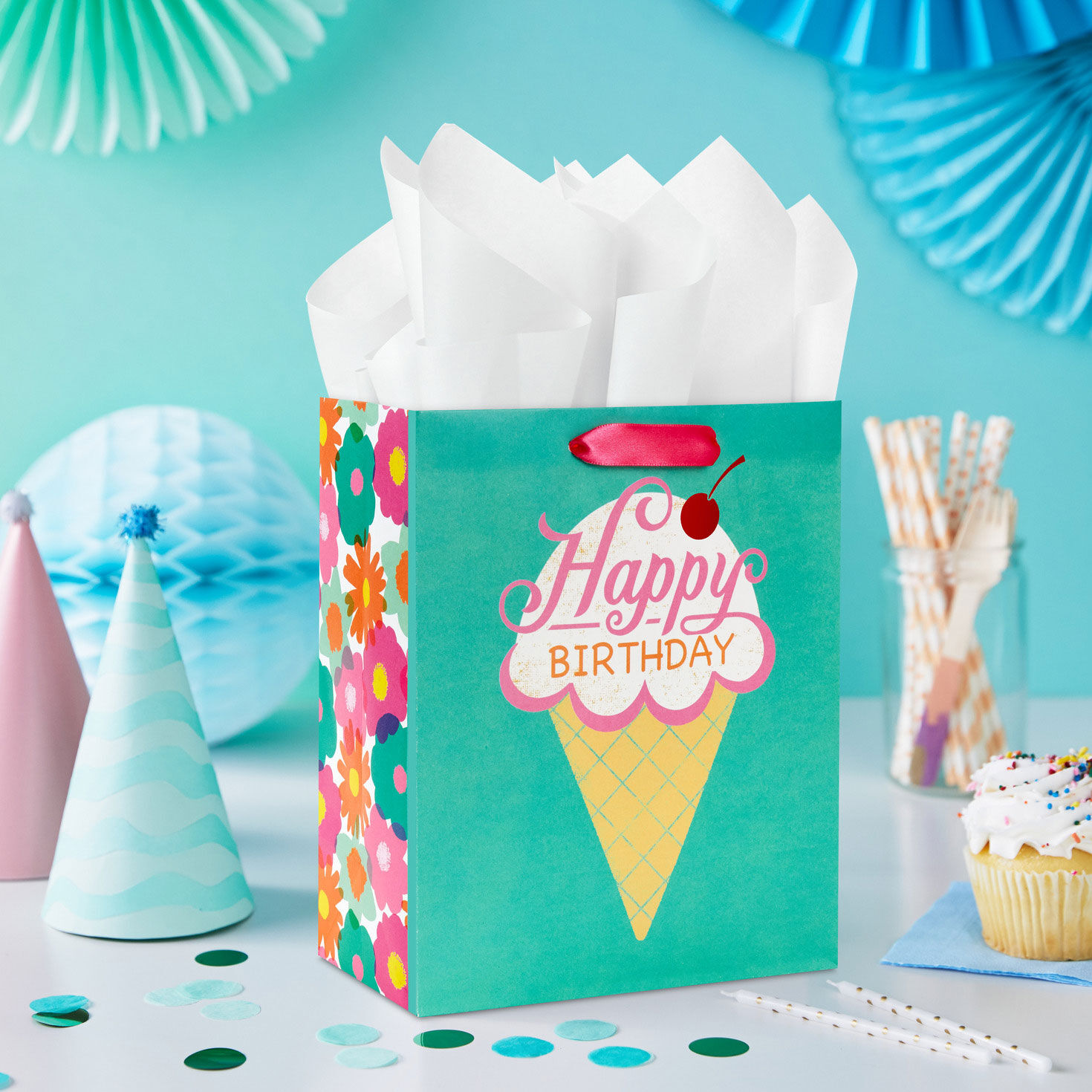 9.6" Ice Cream Cone Medium Birthday Gift Bag, , large image number 2