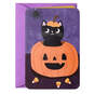 3.25" Mini Smile Black Cat in Pumpkin Halloween Card, , large image number 3