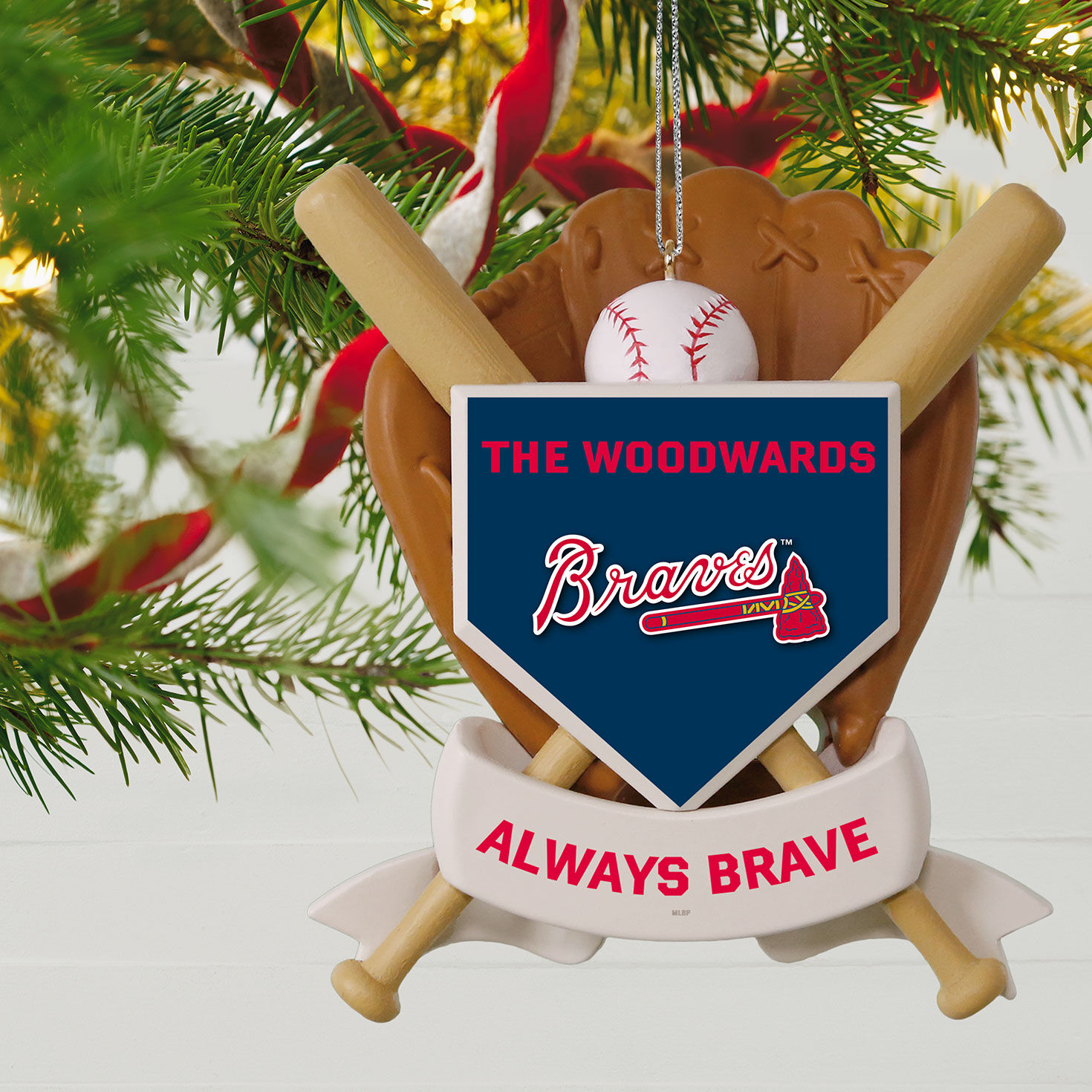 MLB Atlanta Braves&trade; Baseball Personalized Ornament, Custom Text, , large image number 2