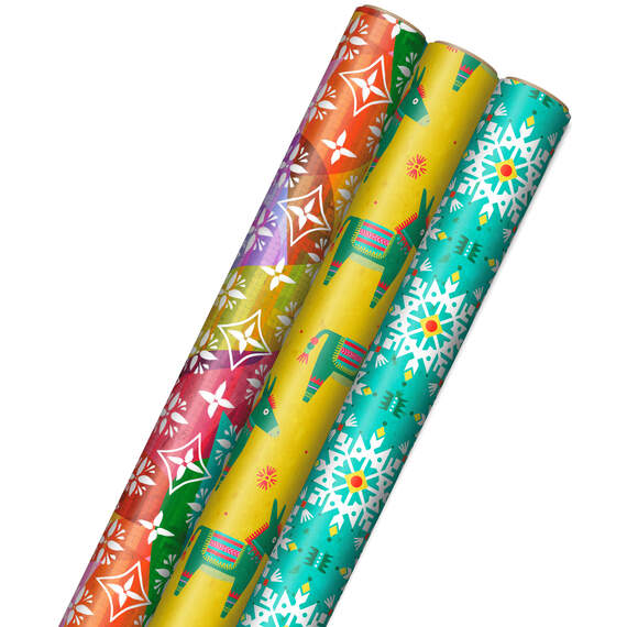 Festive and Fun 3-Pack Multicolored Wrapping Paper, 120 sq. ft., , large image number 1