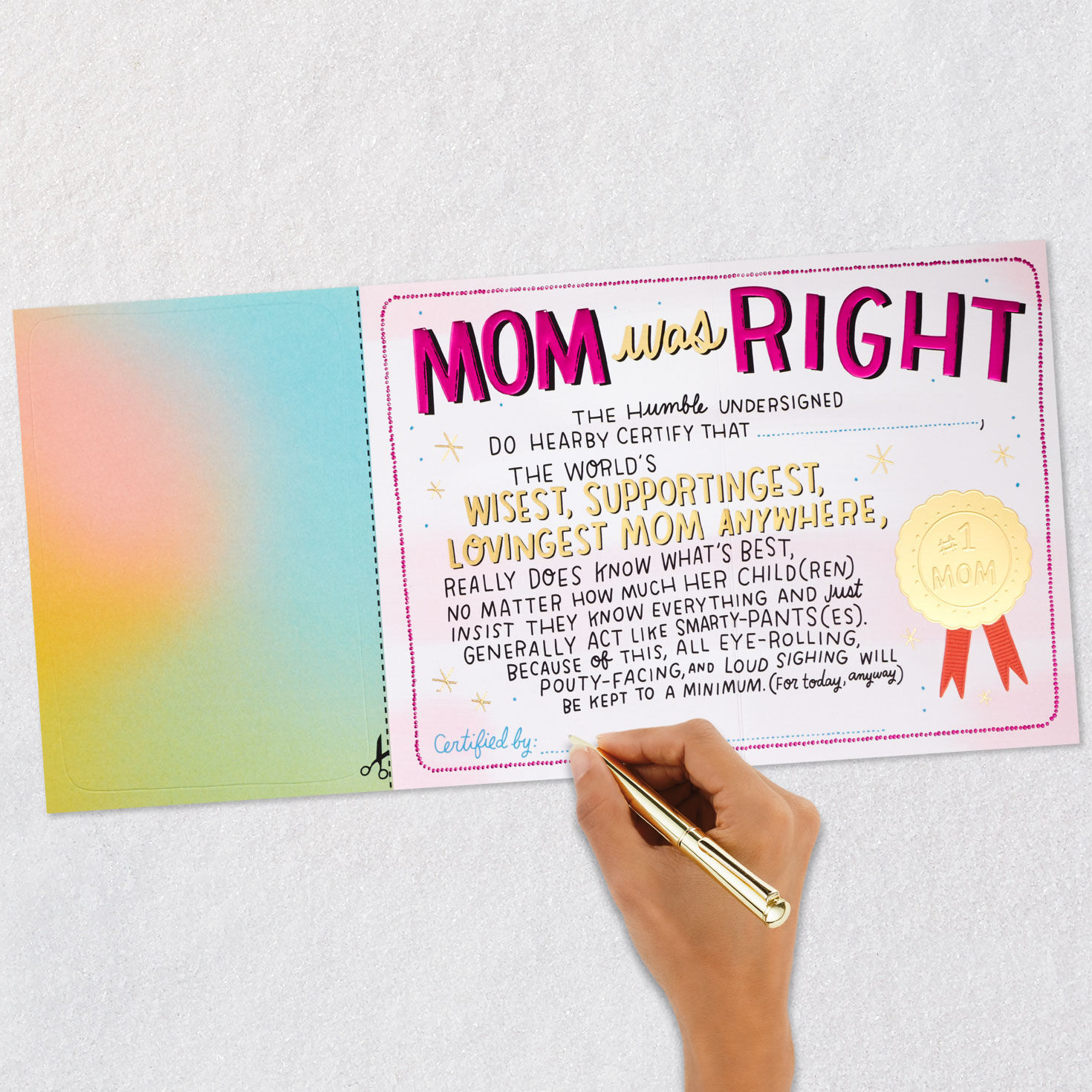 Achievement Certificate Birthday Card for Mom signing card image number 7
