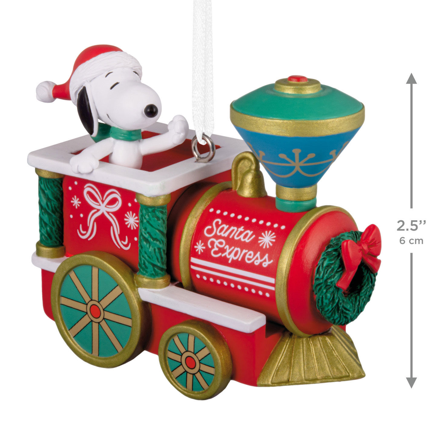 Snoopy in Train Engine Christmas Ornament measurement image number 3