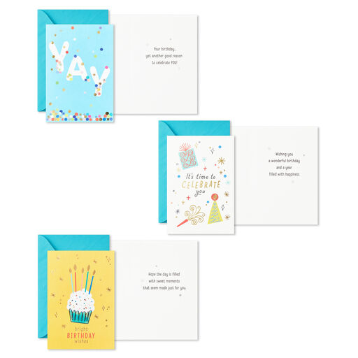 Bright Wishes Boxed Birthday Cards Assortment, Pack of 36, 