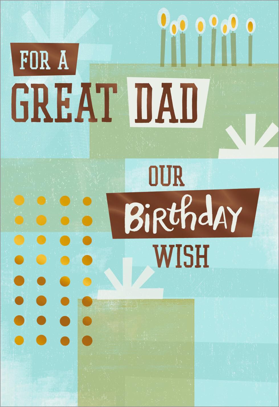 Candles and Presents Birthday Card for Dad From Us