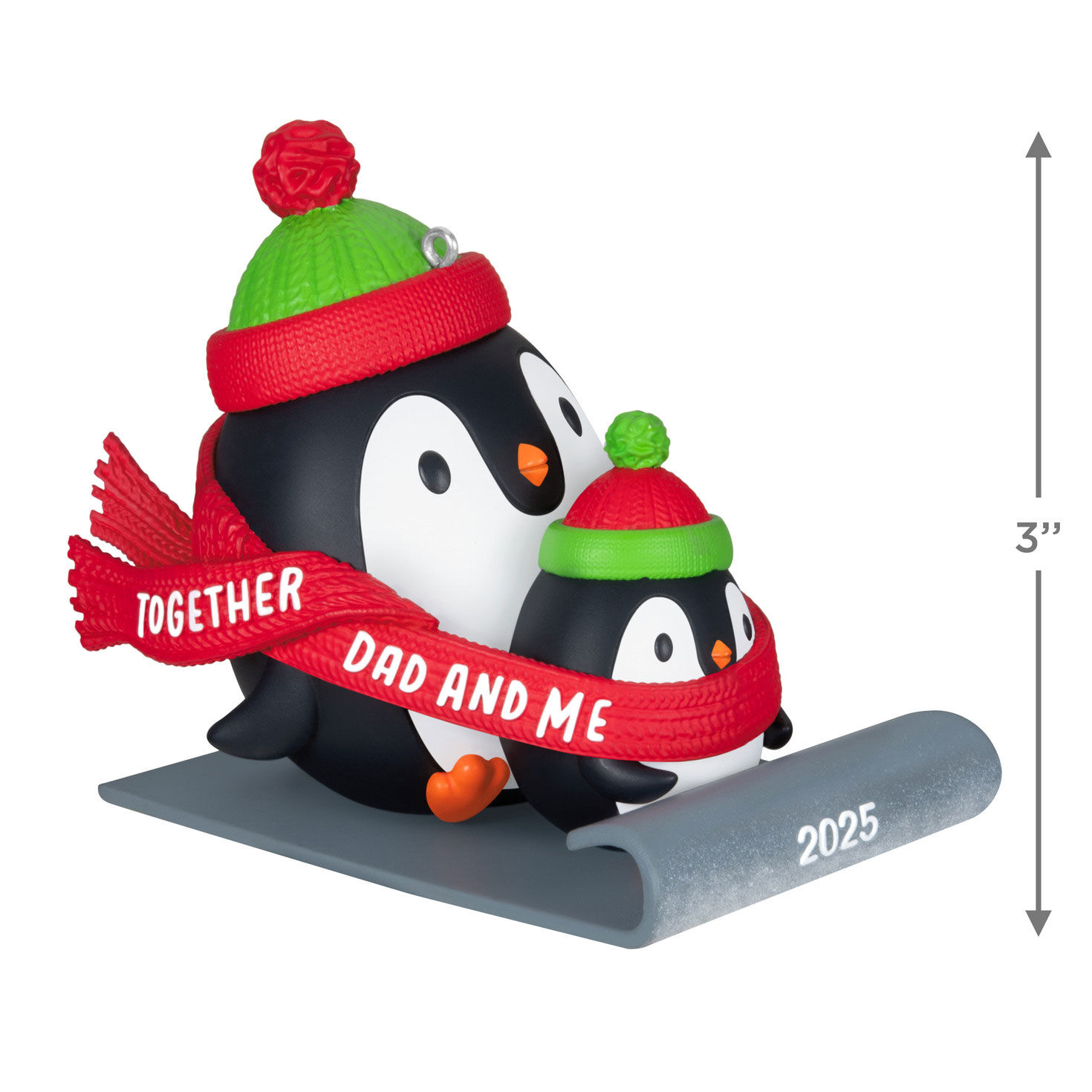 Dad & Me Penguins Sledding 2025 Keepsake Ornament measurement image number 3