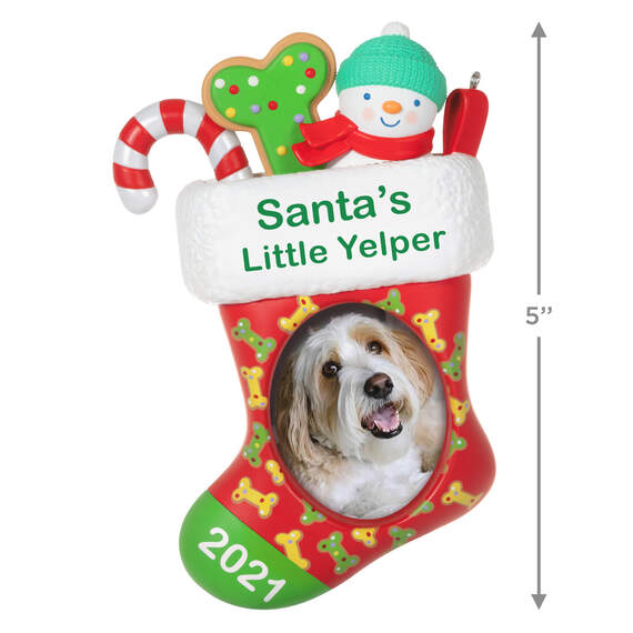 Santa's Little Yelper 2021 Photo Frame Ornament, , large image number 3
