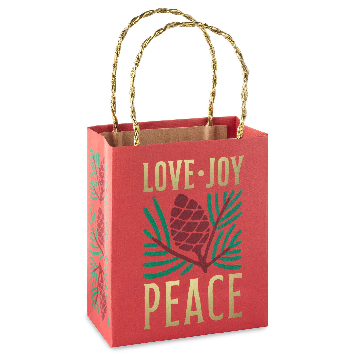 Modern Pinecone on Red Christmas Gift Bag Back image number 6