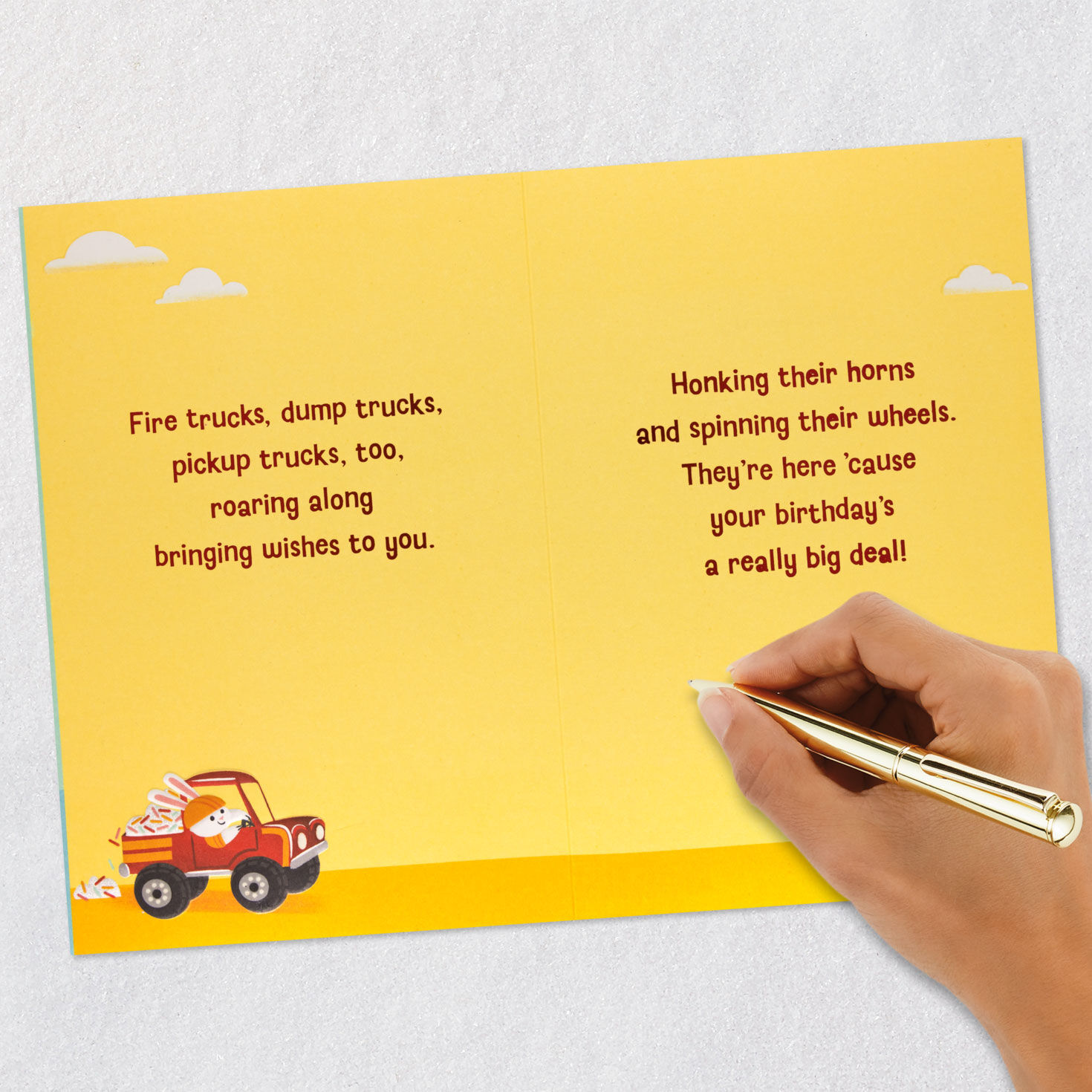 Cake and Animals in Trucks 4th Birthday Card for Boys signing card image number 7