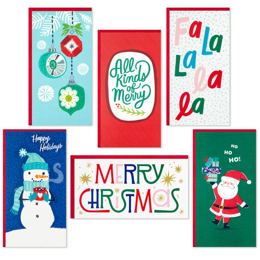 Colorful and Casual Money-Holder Boxed Christmas Cards Assortment, Pack of 36, 