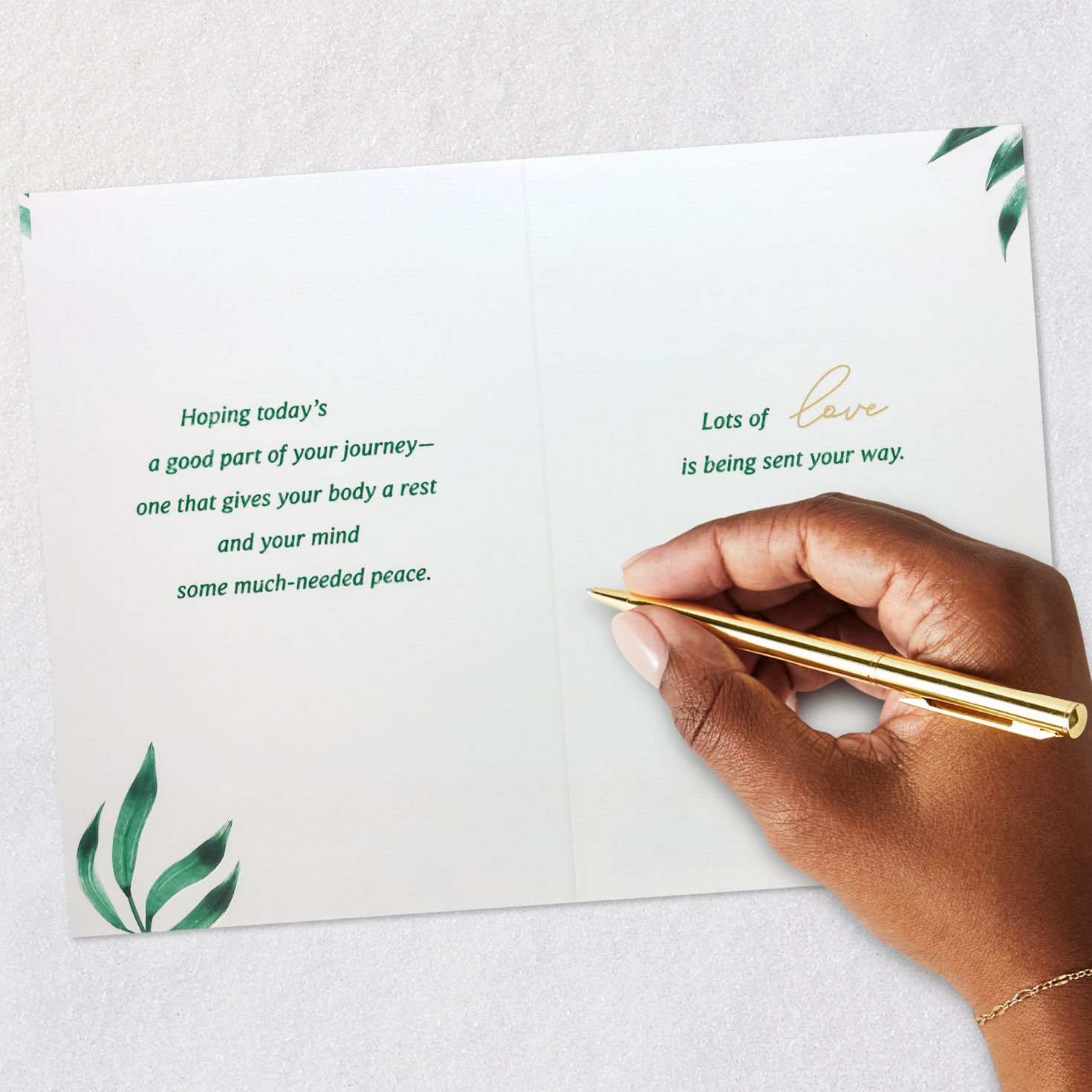 Green Leaves and Gold Arches Get Well Card Signing card image number 7