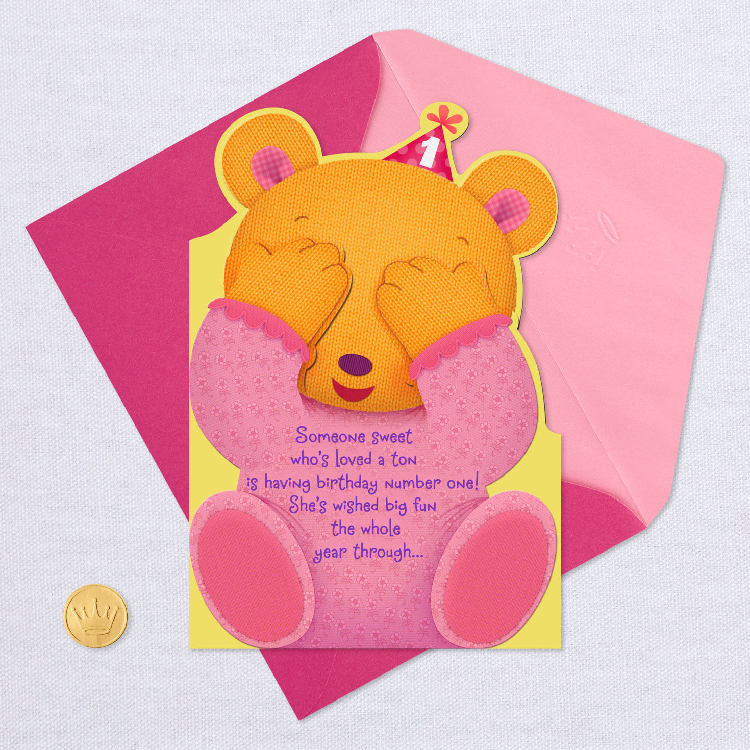 Peek-a-Boo Bear First Birthday Card for Her for only USD 2.99 | Hallmark
