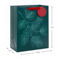 Embossed Pine Branch on Green Large Holiday Gift Bag measurement image number 3