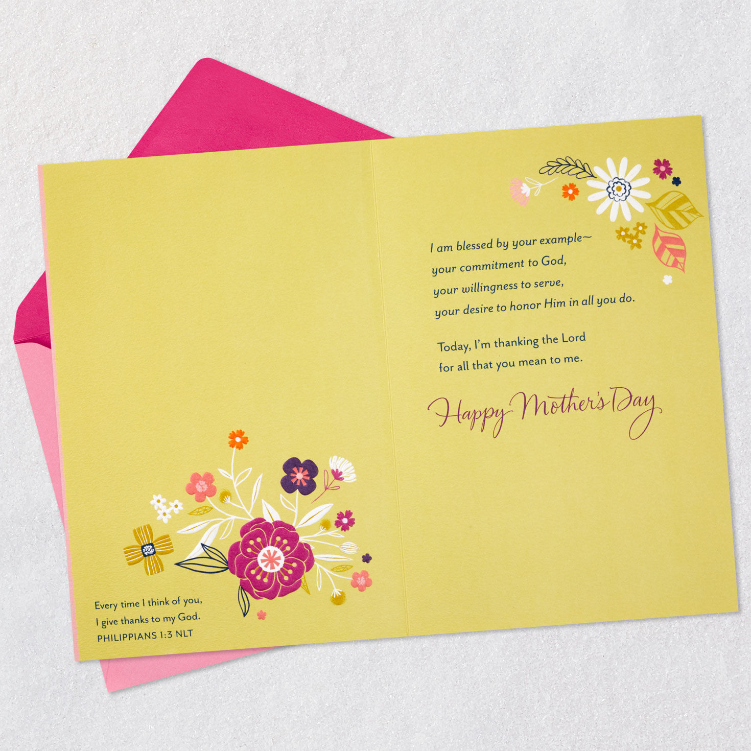 Modern Flower Sketches Religious Mother's Day Card Open card with envelope image number 4