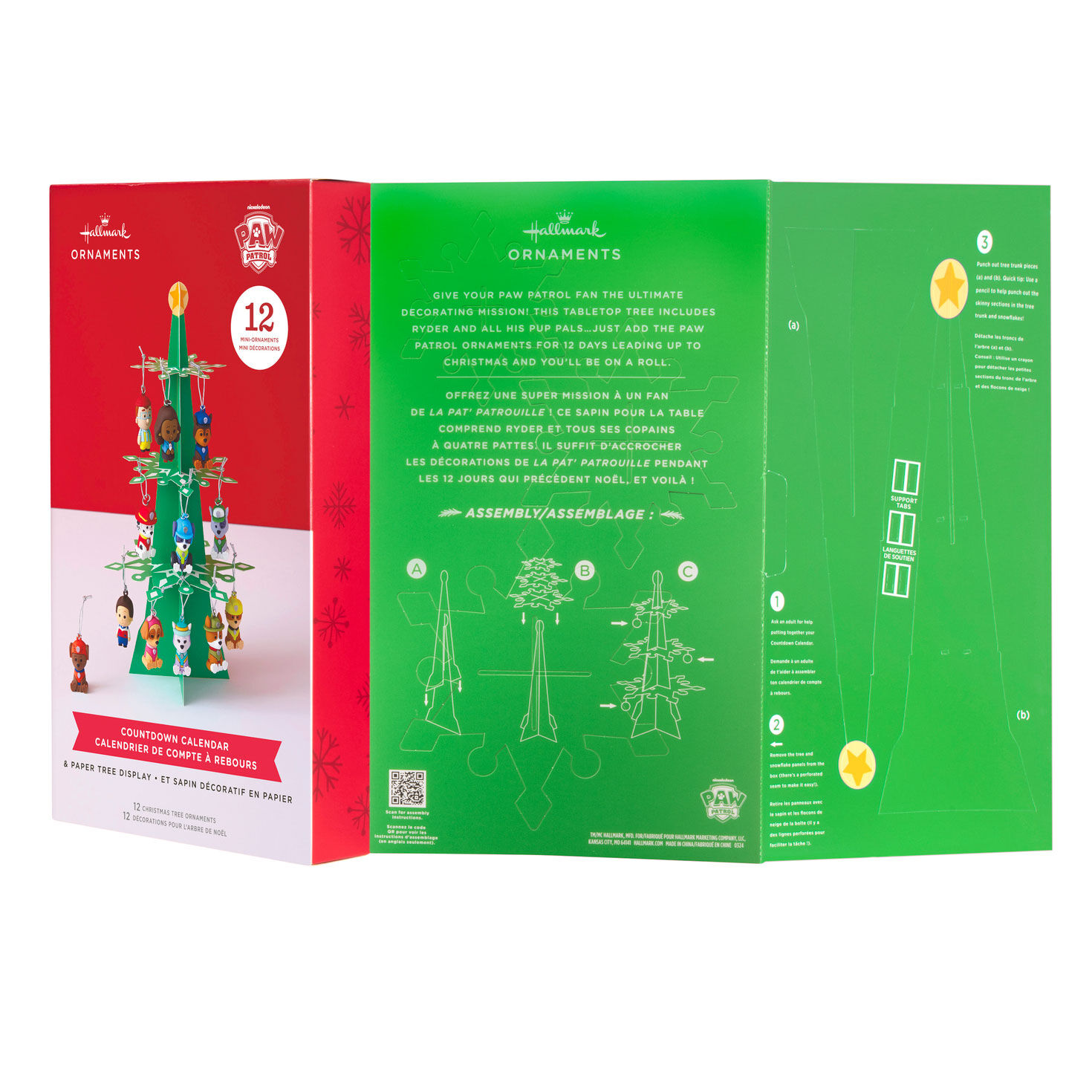 Paw Patrol&trade; Hallmark Countdown Calendar Paper Tree Set With 12 Mini Ornaments, , large image number 8